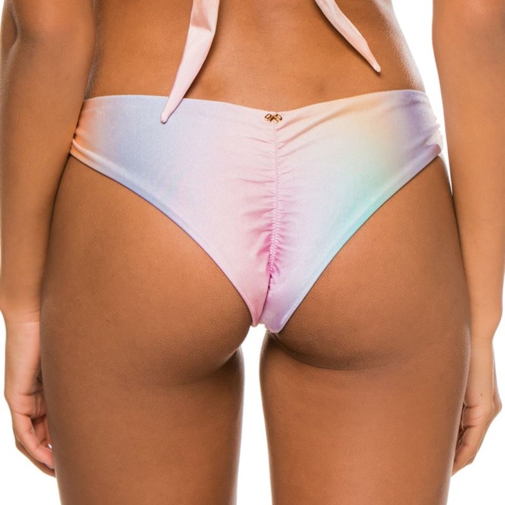 NWT PQ Swim Sunset Golden Hour Basic Ruched Full Bikini Bottom M